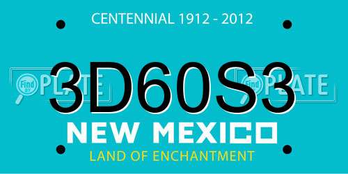 3D60S3 New Mexico License Plate
