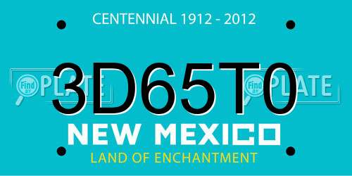 3D65T0 New Mexico License Plate
