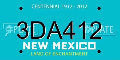 3DA412 New Mexico License Plate