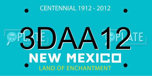 3DAA12 New Mexico License Plate