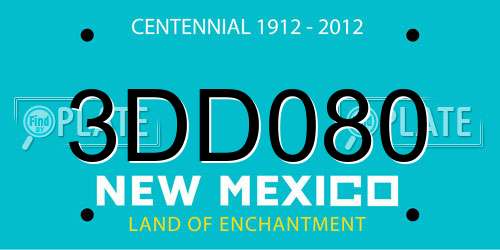 3DD080 New Mexico License Plate