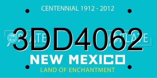 3DD4062 New Mexico License Plate