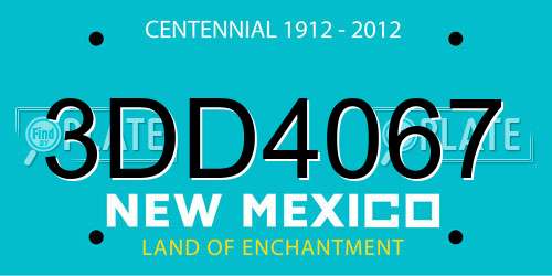 3DD4067 New Mexico License Plate