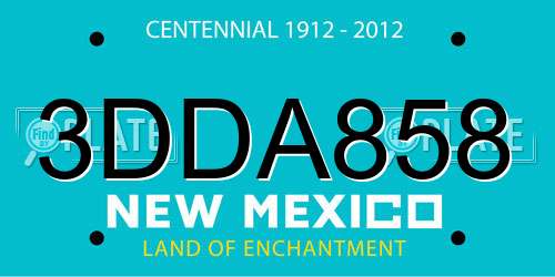 3DDA858 New Mexico License Plate