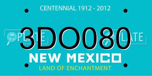 3DO080 New Mexico License Plate
