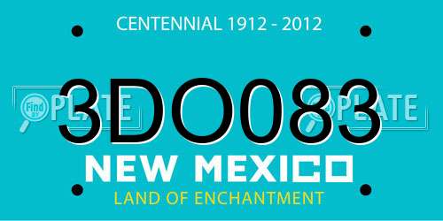 3DO083 New Mexico License Plate