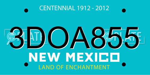 3DOA855 New Mexico License Plate