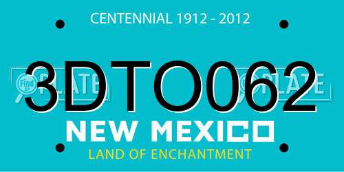 3DTO062 New Mexico License Plate