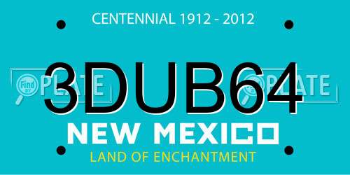 3DUB64 New Mexico License Plate