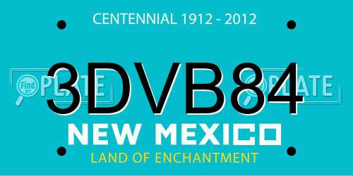 3DVB84 New Mexico License Plate