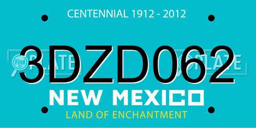 3DZD062 New Mexico License Plate