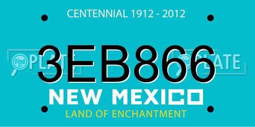 3EB866 New Mexico License Plate