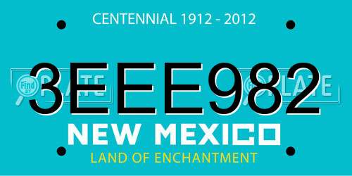 3EEE982 New Mexico License Plate