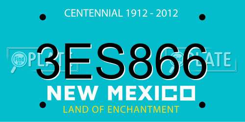 3ES866 New Mexico License Plate