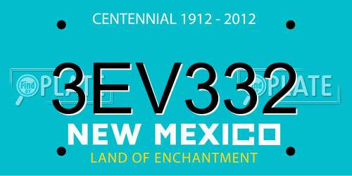3EV332 New Mexico License Plate