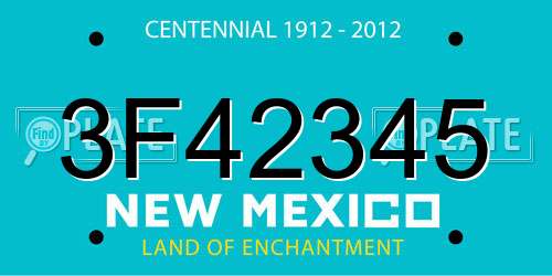 3F42345 New Mexico License Plate