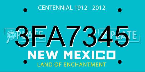 3FA7345 New Mexico License Plate
