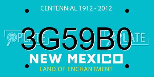 3G59B0 New Mexico License Plate