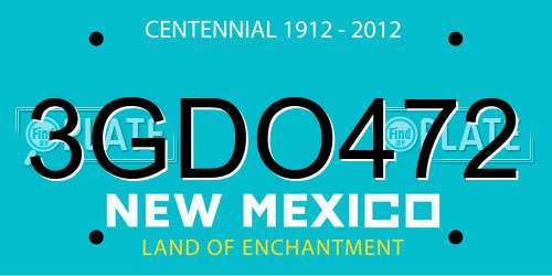 3GDO472 New Mexico License Plate