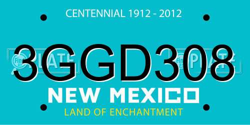 3GGD308 New Mexico License Plate