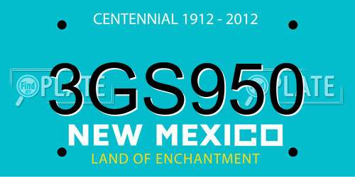 3GS950 New Mexico License Plate