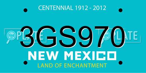 3GS970 New Mexico License Plate