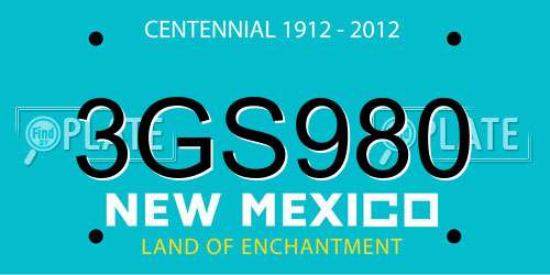 3GS980 New Mexico License Plate