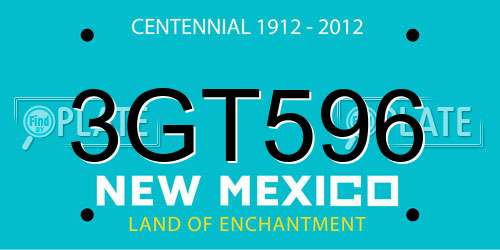3GT596 New Mexico License Plate