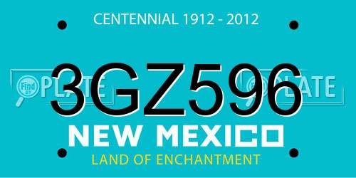 3GZ596 New Mexico License Plate