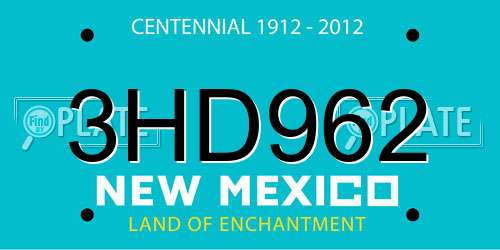 3HD962 New Mexico License Plate