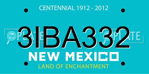 3IBA332 New Mexico License Plate