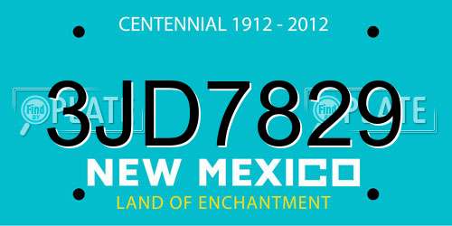 3JD7829 New Mexico License Plate