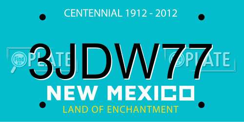 3JDW77 New Mexico License Plate