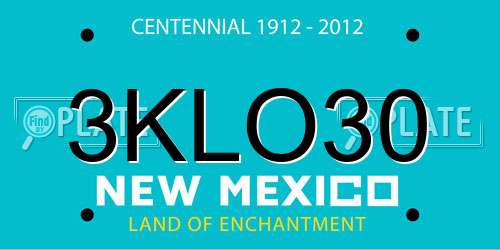 3KLO30 New Mexico License Plate