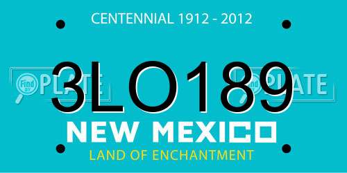 3LO189 New Mexico License Plate