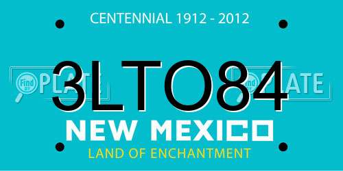 3LTO84 New Mexico License Plate