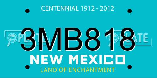 3MB818 New Mexico License Plate