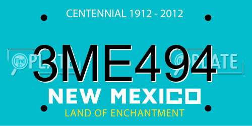 3ME494 New Mexico License Plate