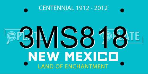 3MS818 New Mexico License Plate