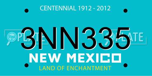 3NN335 New Mexico License Plate