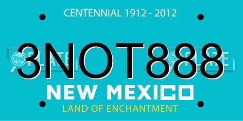 3NOT888 New Mexico License Plate
