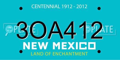 3OA412 New Mexico License Plate