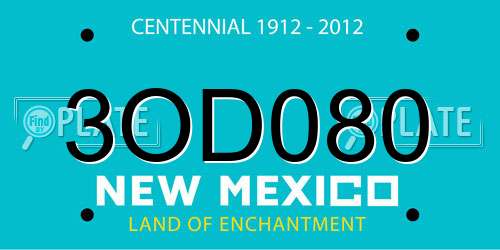 3OD080 New Mexico License Plate