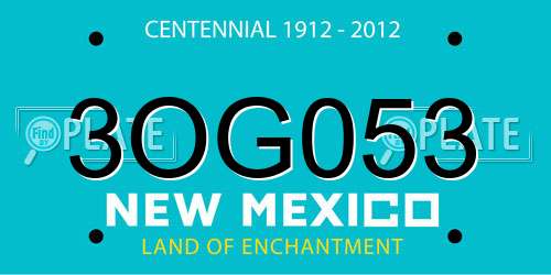 3OG053 New Mexico License Plate