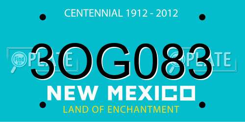 3OG083 New Mexico License Plate