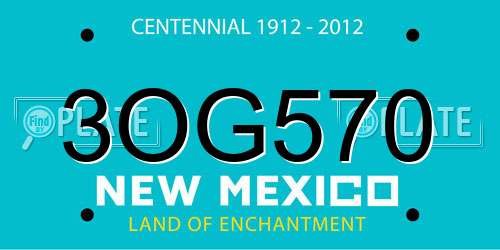 3OG570 New Mexico License Plate