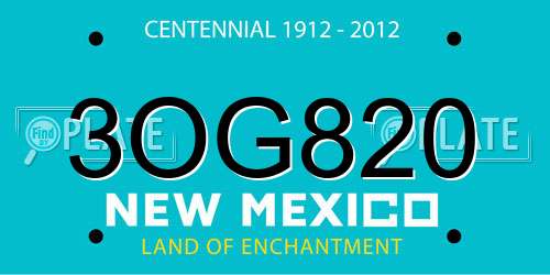3OG820 New Mexico License Plate