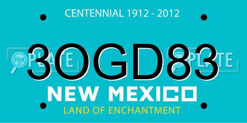 3OGD83 New Mexico License Plate