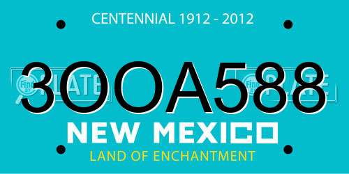 3OOA588 New Mexico License Plate