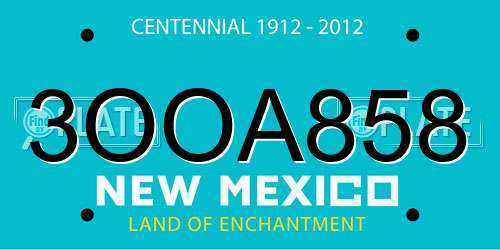3OOA858 New Mexico License Plate